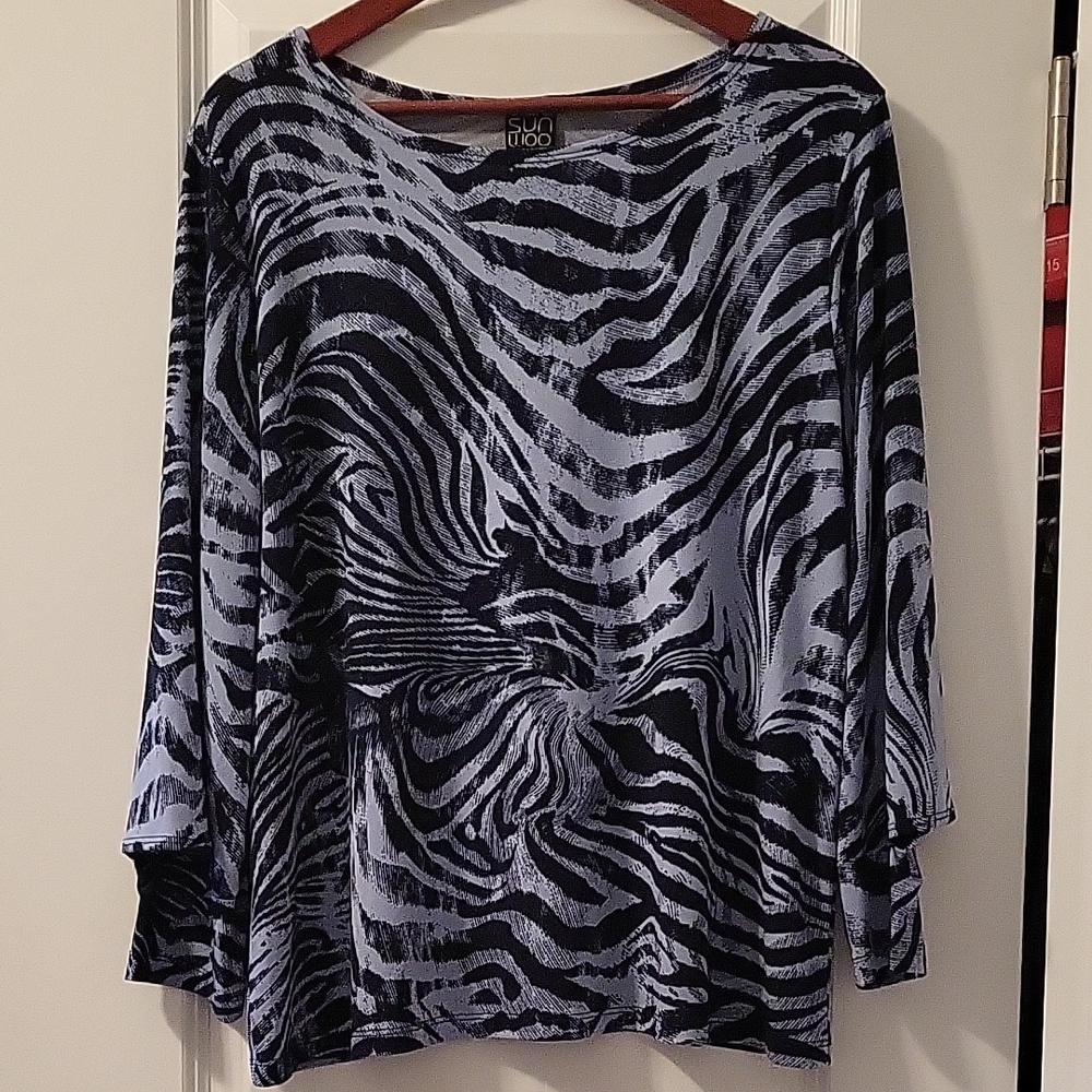 Clara Sun Woo Zebra Pattern Blouse - Black and Gray